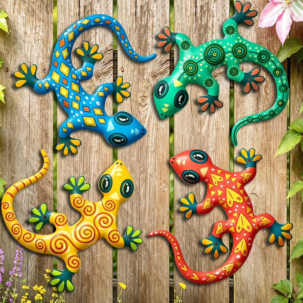 Amazon.co.jp: Kggetr メタルヤモリ壁アート装飾 - 屋外トカゲ 吊り